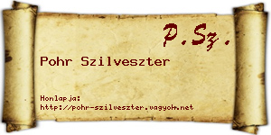 Pohr Szilveszter névjegykártya